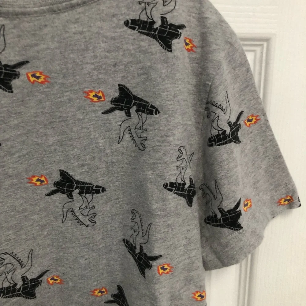 Hanna Andersson 120 boys sz 6 7 T-shirt Godzilla Spaceship Dino Cotton